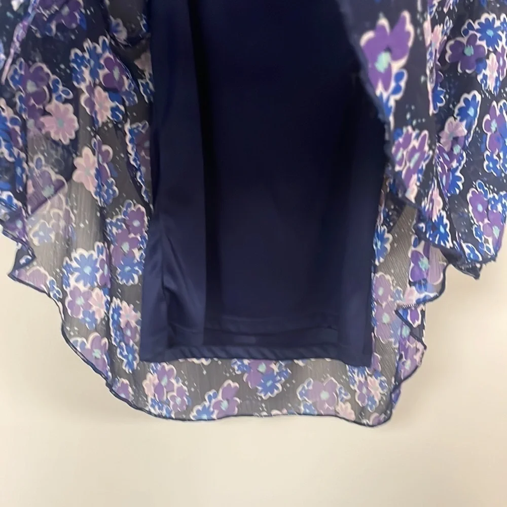Justice layered Tank, M/L, Flowered navy, pink & purple